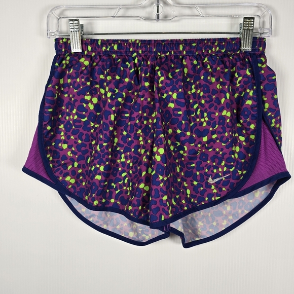 Nike Womens Tempo Purple Blue Green Print Running Shorts With Liner Size XS - Picture 1 of 14